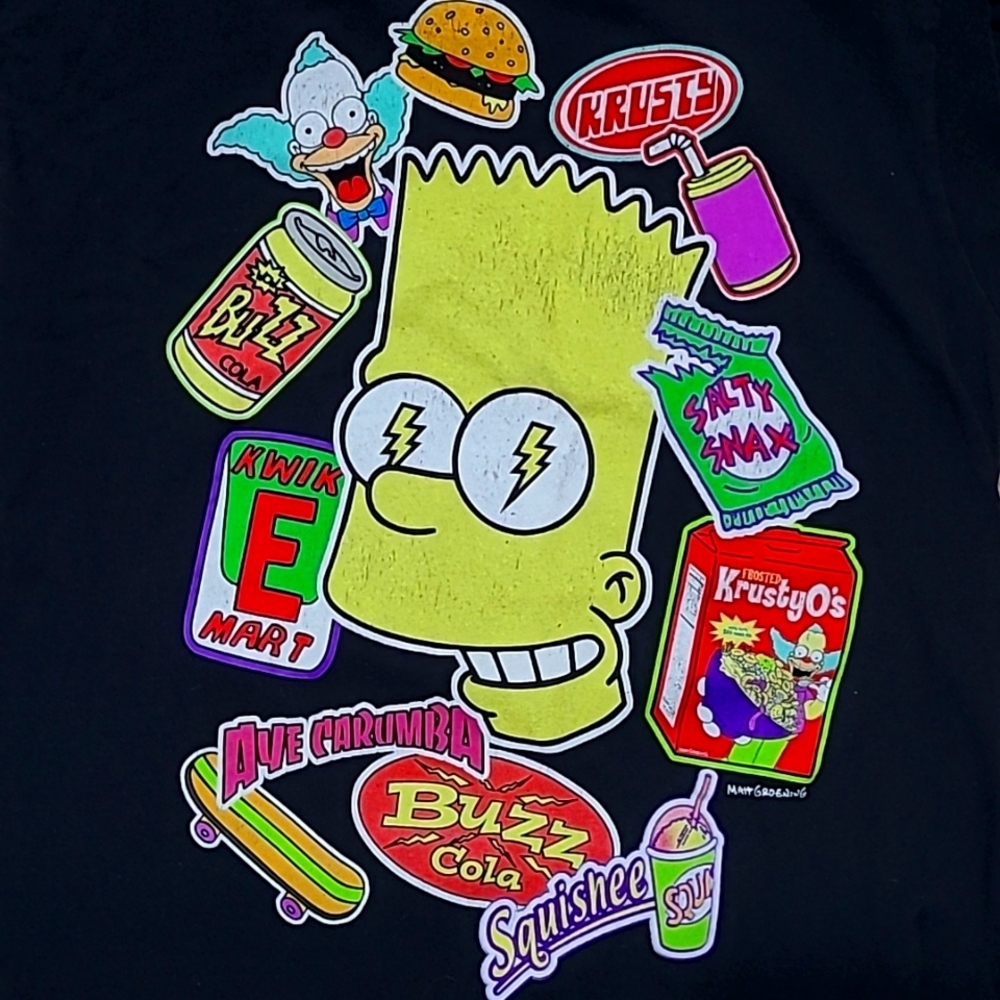 Vintage Hot Topic Bart Simpson Junk Food Black Medium Tshirt